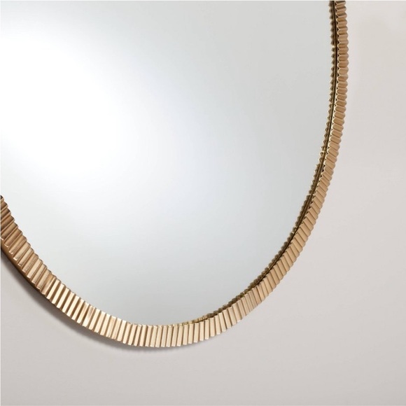 30" Pleated Brass Round Wall Mirror Antique Finish - Hearth & Hand™ Magnolia - Picture 4 of 5